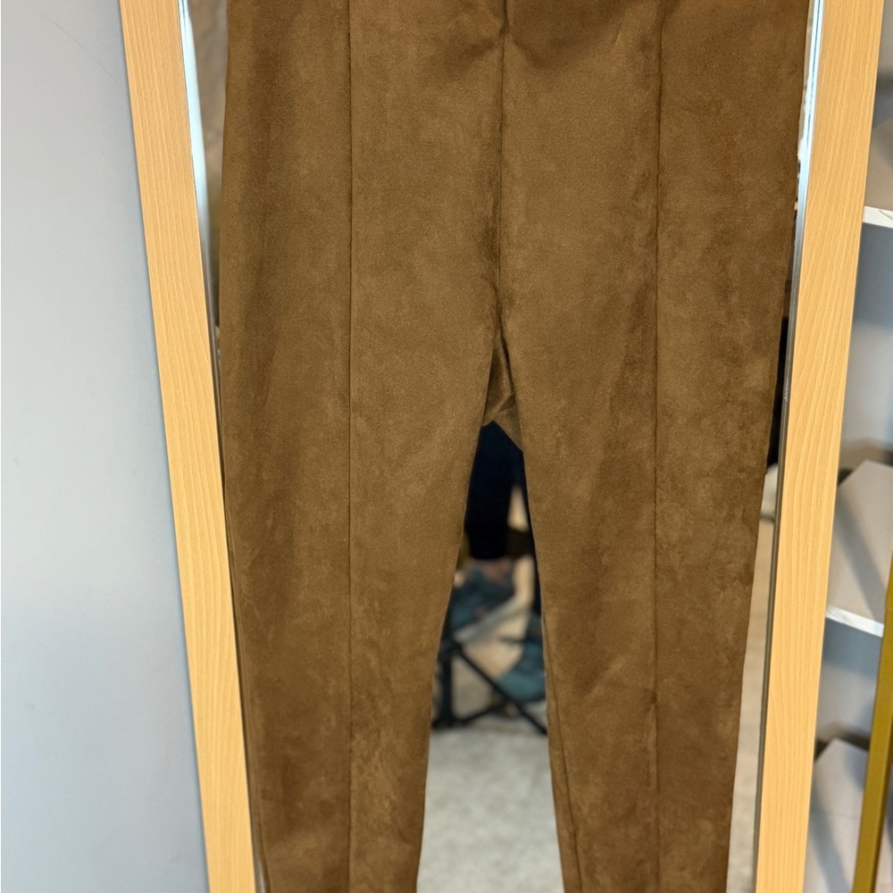 Loft Pants Brown Faux Suede Career Casual Straight Leg Womens Size Medium - Picture 2 of 6